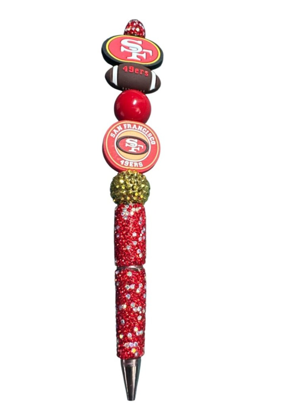 San Francisco 49ers Bedazzled Ballpoint Pen With Team Logo Beads & Glitter Handl